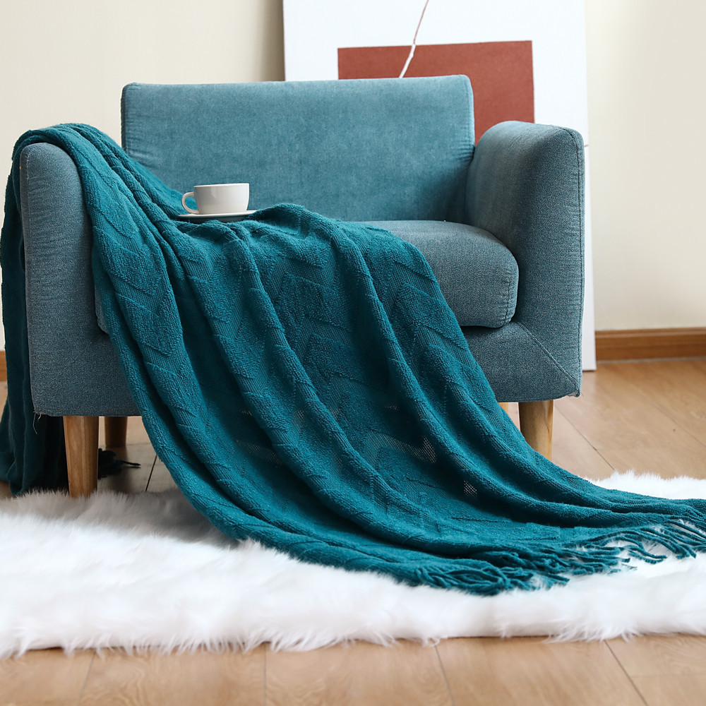 Wool Blanket Herringbone - Manta de sofá con patrón de