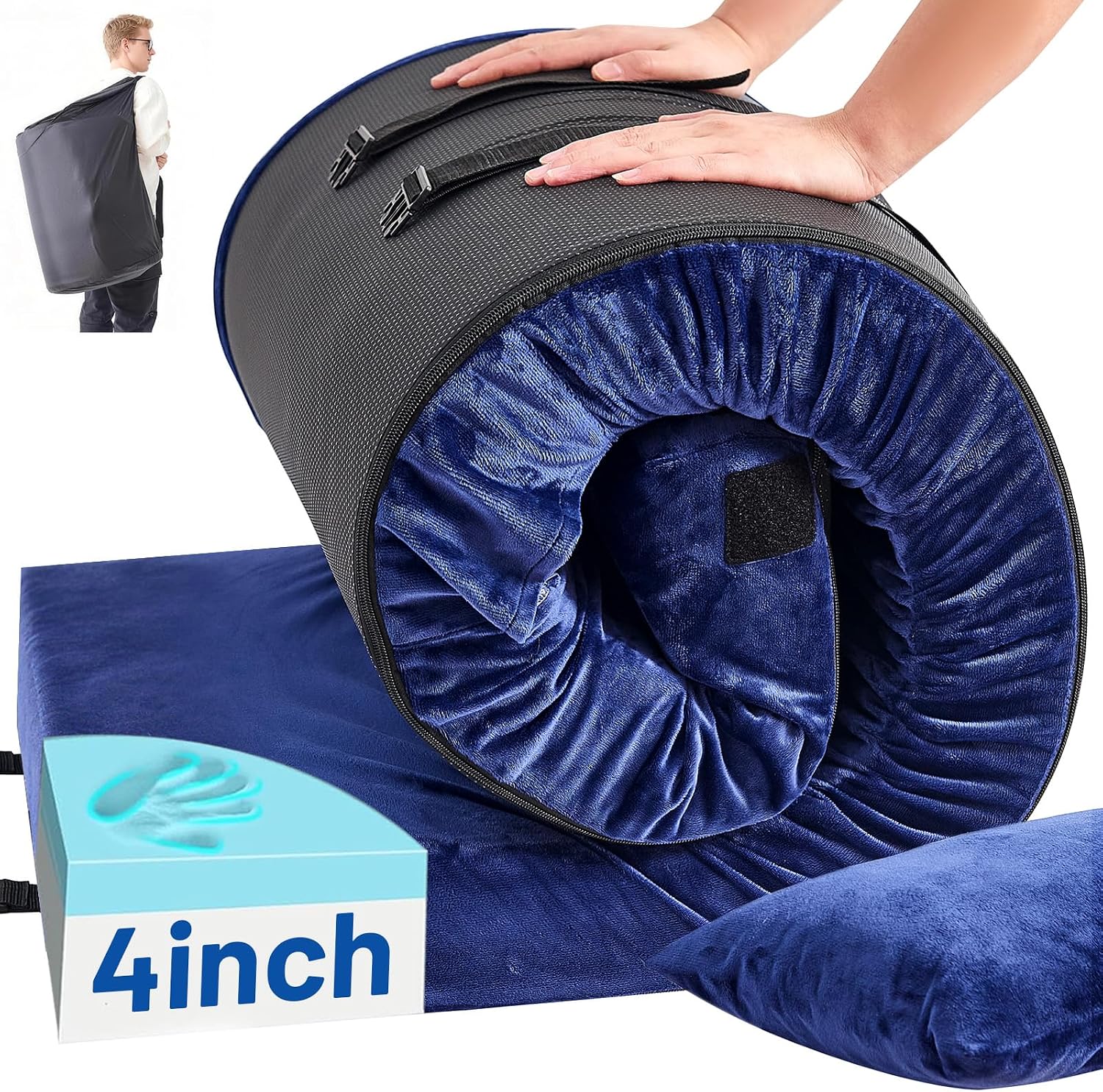 Memory Foam Topper - Colchón de espuma viscoelástica para acampar