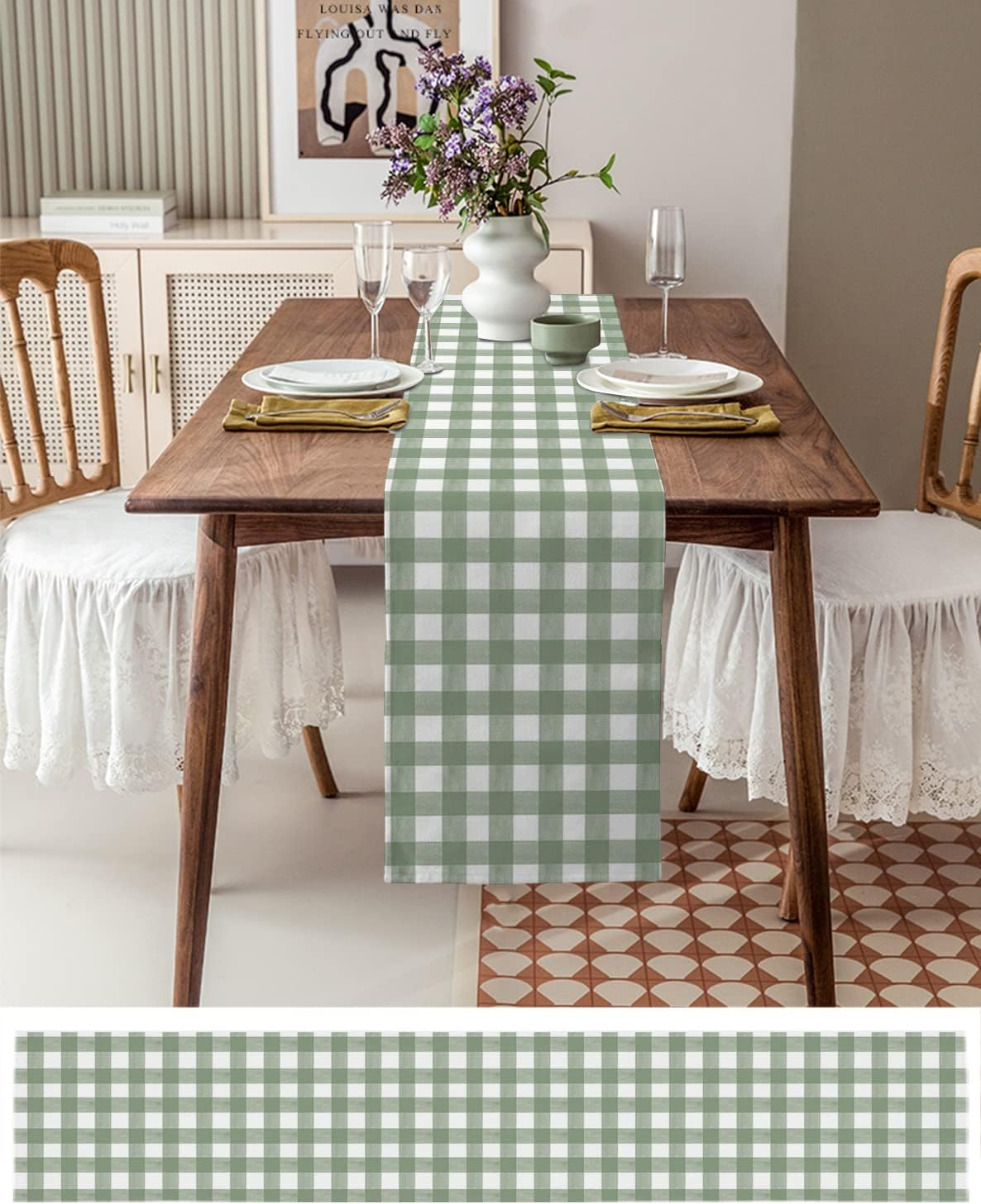 Camino de mesa de lino a cuadr - Linum Home Textiles reseña y precio