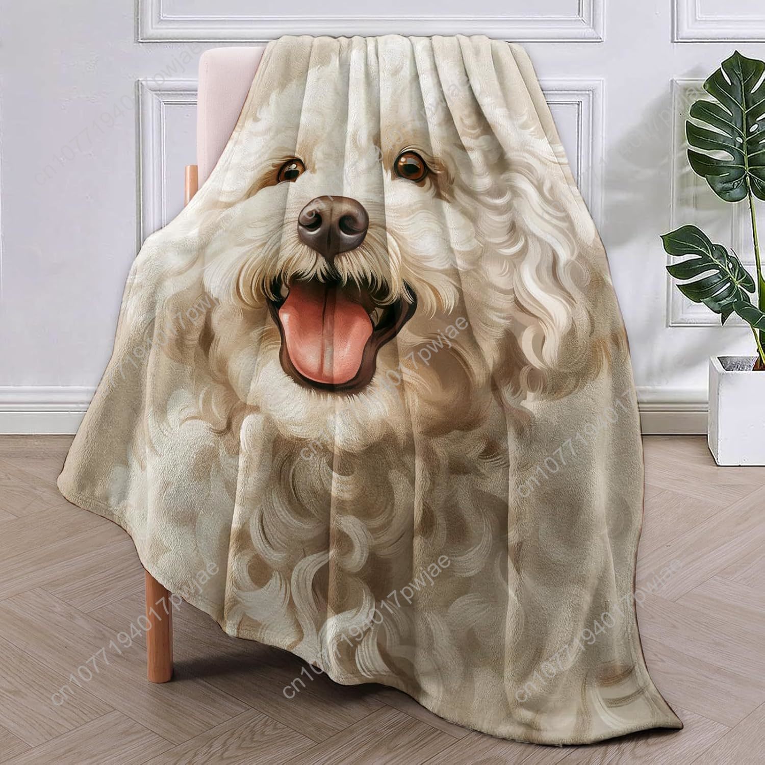 Manta con retrato de caniche a - Home Textiles Designer reseña y precio