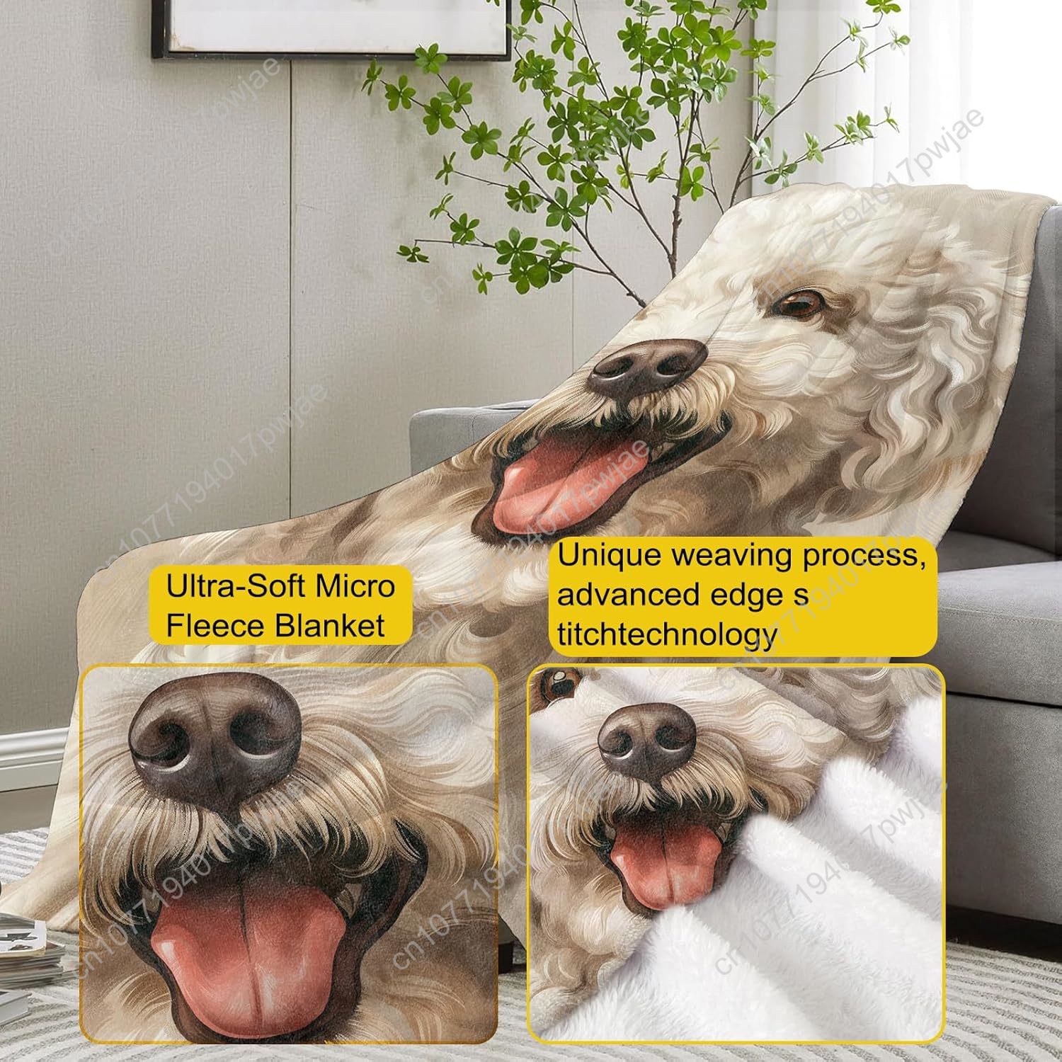 Manta con retrato de caniche a - Home Textiles Designer reseña y precio
