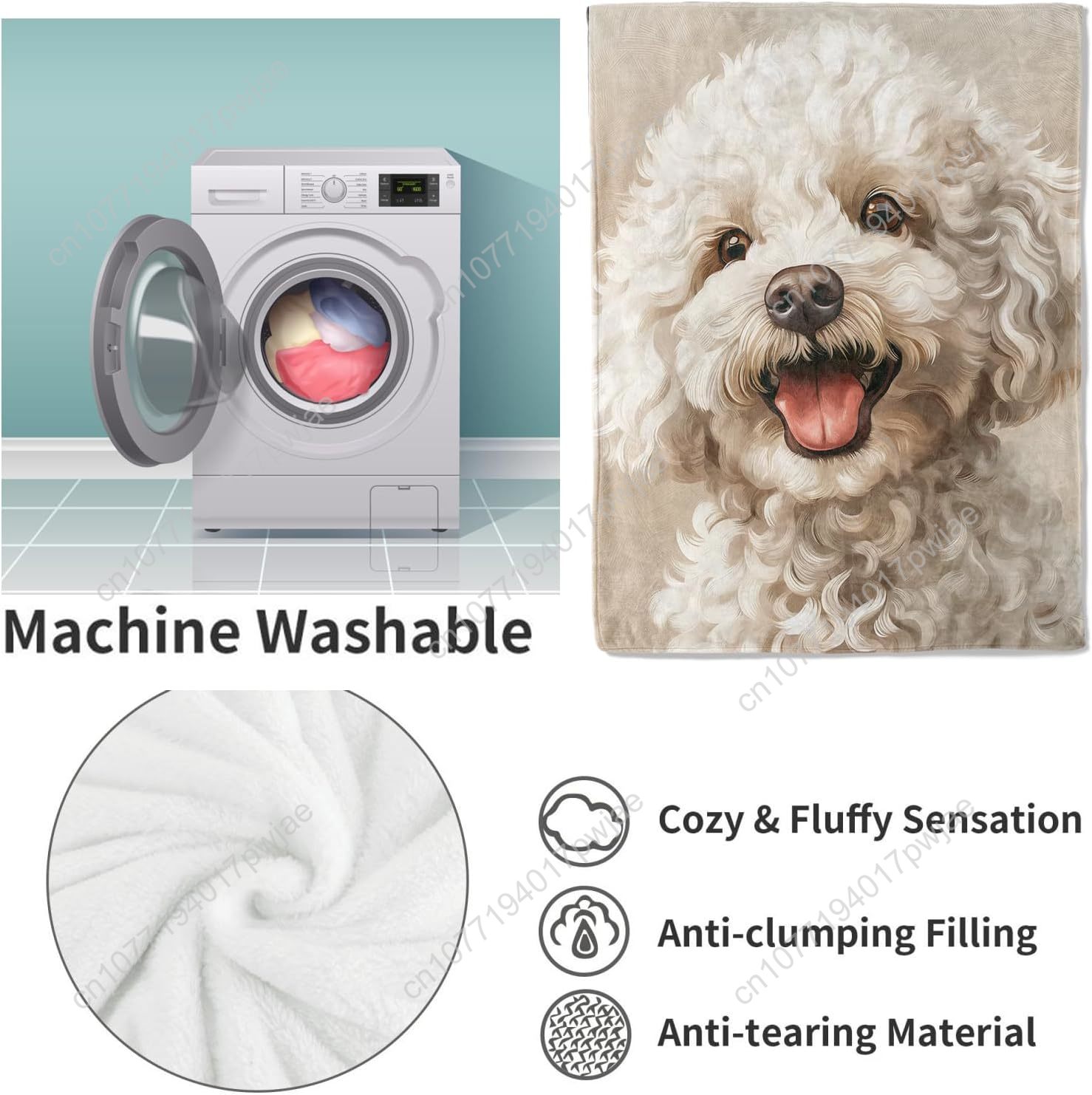 Manta con retrato de caniche a - Home Textiles Designer reseña y precio